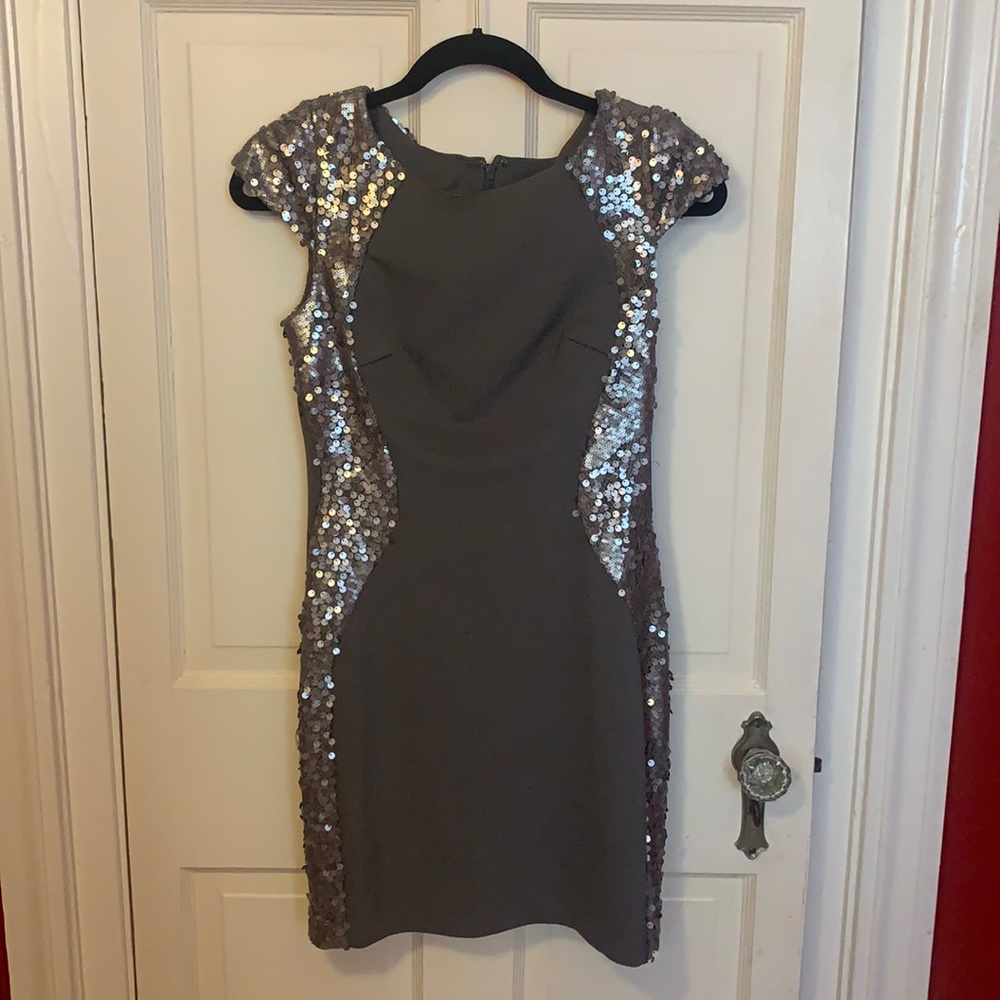 Mignon Grey Sequin Mini dress WORN ONCE Size 2